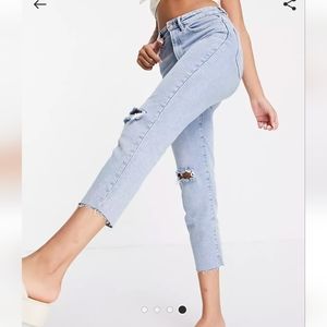 Stradivarius slim mom jean with rips